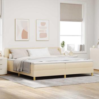 ARDEBO.de - Boxspringbett mit Matratze Creme 200 x 200 cm Stoff