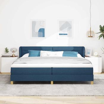 Boxspringbett mit Matratze mit Kopfteil Blau 200 x 200 cm Stoff