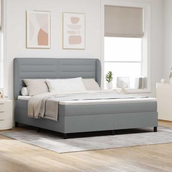 ARDEBO.de - Boxspringbett mit Matratze Hellgrau 180 x 200 cm Stoff