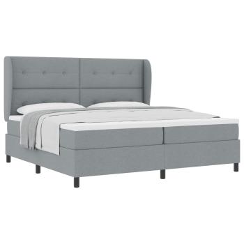 Boxspringbett mit Kopfteil Hellgrau 200 x 200 cm Stoff