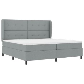 Boxspringbett mit Kopfteil Hellgrau 200 x 200 cm Stoff