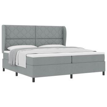 Boxspringbett mit Kopfteil Hellgrau 200 x 200 cm Stoff