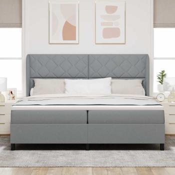Boxspringbett mit Kopfteil Hellgrau 200 x 200 cm Stoff