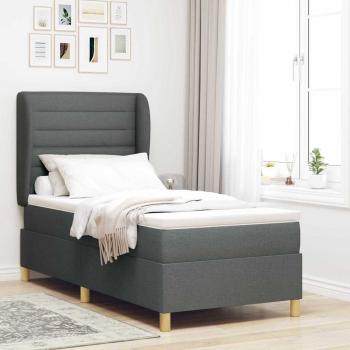 ARDEBO.de - Boxspringbett mit Matratze Dunkelgrau 190 x 90 cm Stoff