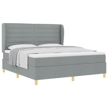 Boxspringbett mit Matratze Hellgrau 200 x 180 cm Stoff