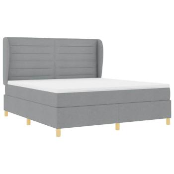 Boxspringbett mit Matratze Hellgrau 200 x 180 cm Stoff