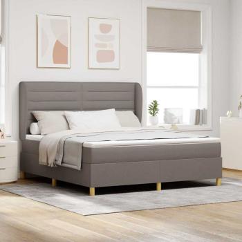 ARDEBO.de - Boxspringbett mit Kopfteil Taupe 200 x 180 cm Stoff