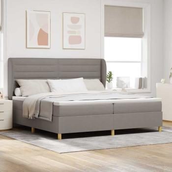 ARDEBO.de - Boxspringbett mit Kopfteil Taupe 200 x 200 cm Stoff