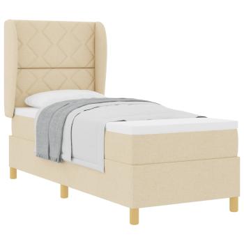 Boxspringbett mit Kopfteil Creme 200 x 80 cm Stoff