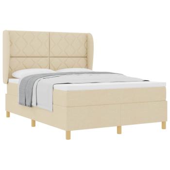 Boxspringbett mit Kopfteil Creme 200 x 160 cm Stoff