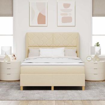 Boxspringbett mit Kopfteil Creme 200 x 160 cm Stoff