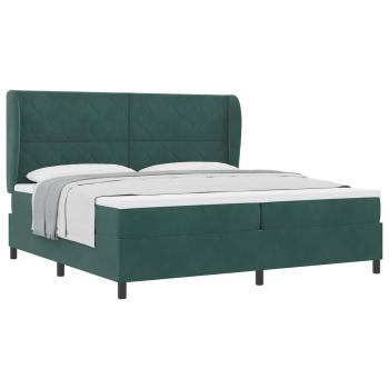 Boxspringbett mit Kopfteil Dunkelgrün 200 x 200 cm Samt