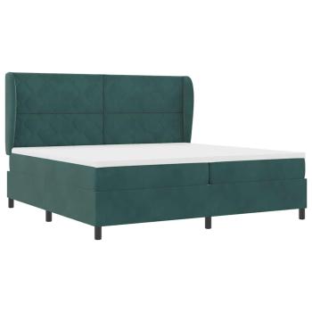Boxspringbett mit Kopfteil Dunkelgrün 200 x 200 cm Samt