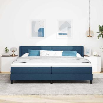 Boxspringbett mit Kopfteil Blau 200 x 200 cm Stoff