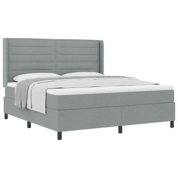 Boxspringbett mit Kissen Hellgrau 200 x 180 cm Stoff