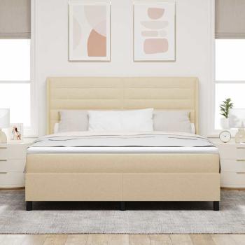 Boxspringbett mit Kissen mit Kopfteil Creme 200 x 180 cm Stoff