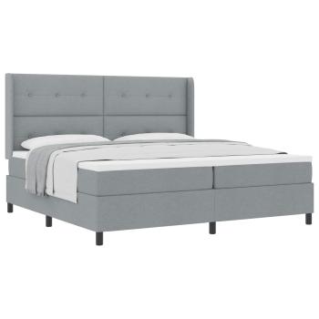 Boxspringbett mit Kissen Hellgrau 200 x 200 cm Stoff