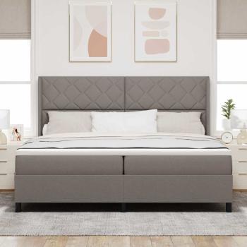 Boxspringbett mit Kissen mit Kopfteil Taupe 200 x 200 cm Stoff