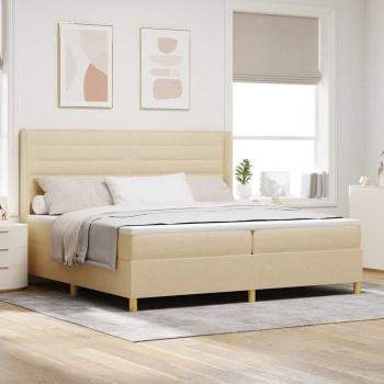 ARDEBO.de - Boxspringbett mit Matratze Creme 200 x 200 cm Stoff