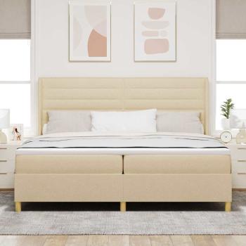 Boxspringbett mit Matratze Creme 200 x 200 cm Stoff