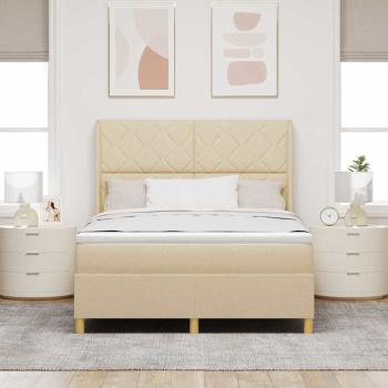 Boxspringbett mit Kopfteil Creme 160 x 200 cm Stoff