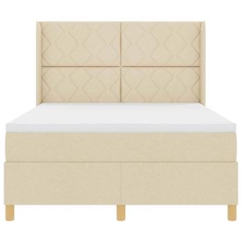 Boxspringbett mit Kopfteil Creme 160 x 200 cm Stoff