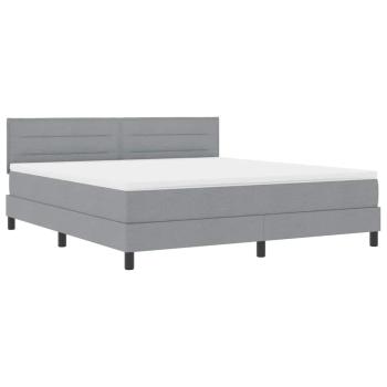 Boxspringbett mit LED-Lichtleisten Hellgrau 180 x 200 cm Stoff