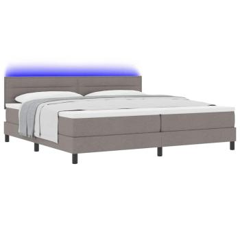 Boxspringbett mit LED-Lichtleisten Taupe 200 x 200 cm Stoff