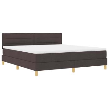 LED Boxspringbett mit Kopfteil Dunkelbraun 180 x 200 cm Stoff