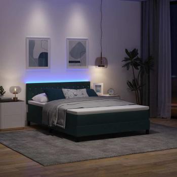 LED Boxspringbett mit Matratze Dunkelgrün 160 x 200 cm Samt