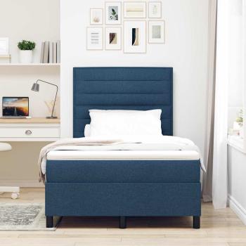 Boxspringbett mit LED-Lichtleisten Blau 120 x 190 cm Stoff