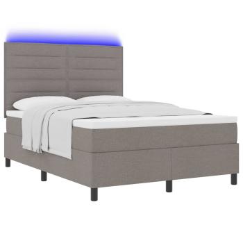 Boxspringbett mit LED-Lichtleisten Taupe 140 x 200 cm Stoff