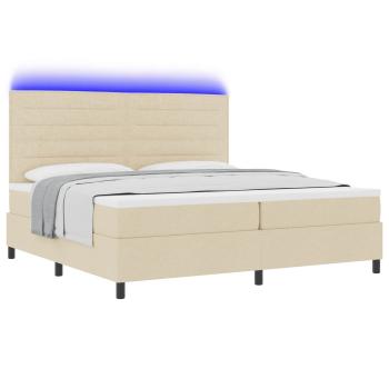 Boxspringbett mit Matratze mit LED Creme 200 x 200 cm Stoff