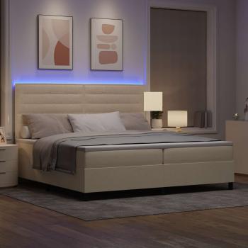 Boxspringbett mit Matratze mit LED Creme 200 x 200 cm Stoff