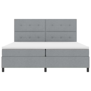ARDEBO.de - Boxspringbett mit LED-Lichtleisten Hellgrau 200 x 200 cm Stoff
