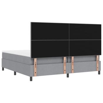 Boxspringbett mit LED-Lichtleisten Hellgrau 200 x 200 cm Stoff