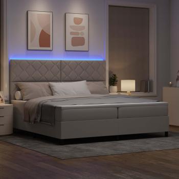 Boxspringbett mit LED-Lichtleisten Taupe 200 x 200 cm Stoff