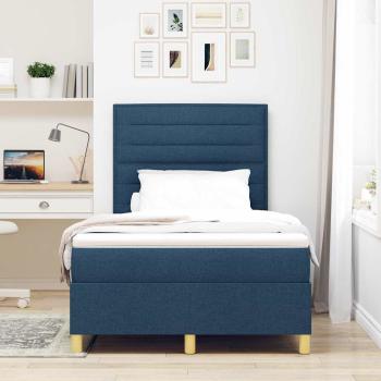 LED Boxspringbett mit Kopfteil Blau 120 x 200 cm Stoff