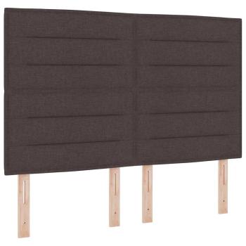 LED Boxspringbett mit Matratze Dunkelbraun 160 x 200 cm Stoff