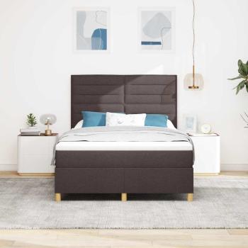 LED Boxspringbett mit Matratze Dunkelbraun 160 x 200 cm Stoff