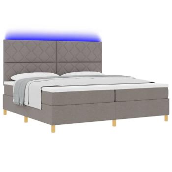 LED Boxspringbett mit Kopfteil Taupe 200 x 200 cm Stoff