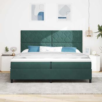 LED Boxspringbett mit Kopfteil Dunkelgrün 200 x 200 cm Samt