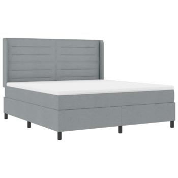 LED Boxspringbett mit Matratze Hellgrau 180 x 200 cm Stoff