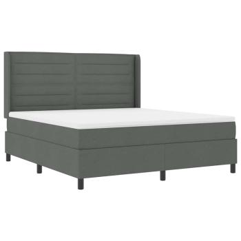 LED Boxspringbett mit Matratze Dunkelgrau 180 x 200 cm Stoff