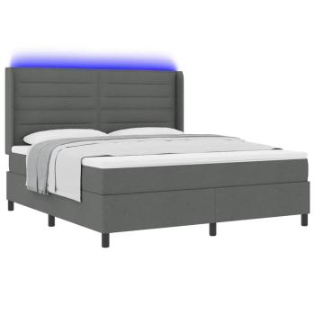 LED Boxspringbett mit Matratze Dunkelgrau 180 x 200 cm Stoff