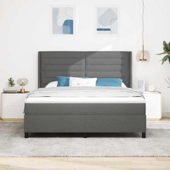 LED Boxspringbett mit Matratze Dunkelgrau 180 x 200 cm Stoff