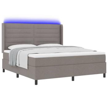 LED Boxspringbett mit Kopfteil Taupe 180 x 200 cm Stoff