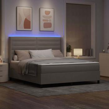 LED Boxspringbett mit Kopfteil Taupe 180 x 200 cm Stoff