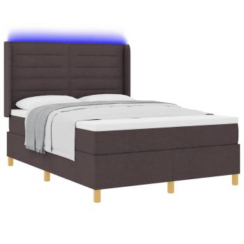Boxspringbett mit LED-Lichtleisten Braun 140 x 200 cm Stoff