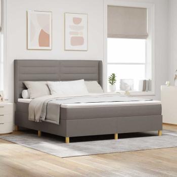 ARDEBO.de - Boxspringbett mit LED-Lichtleisten Taupe 180 x 200 cm Stoff